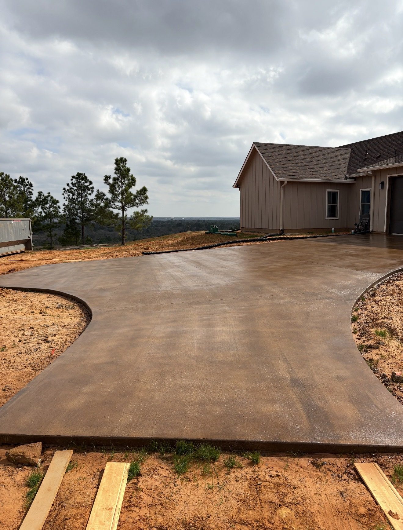 Stained concrete driveway, Texas Hill Country