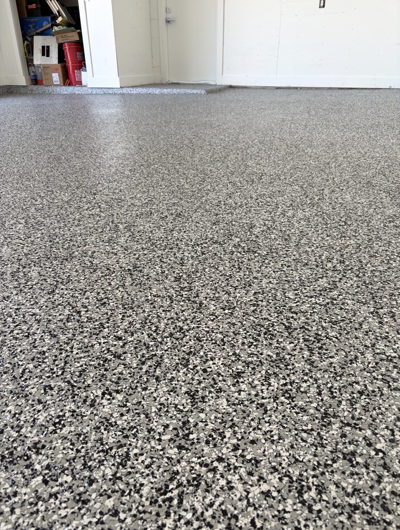 Gray epoxy flake garage floor coating