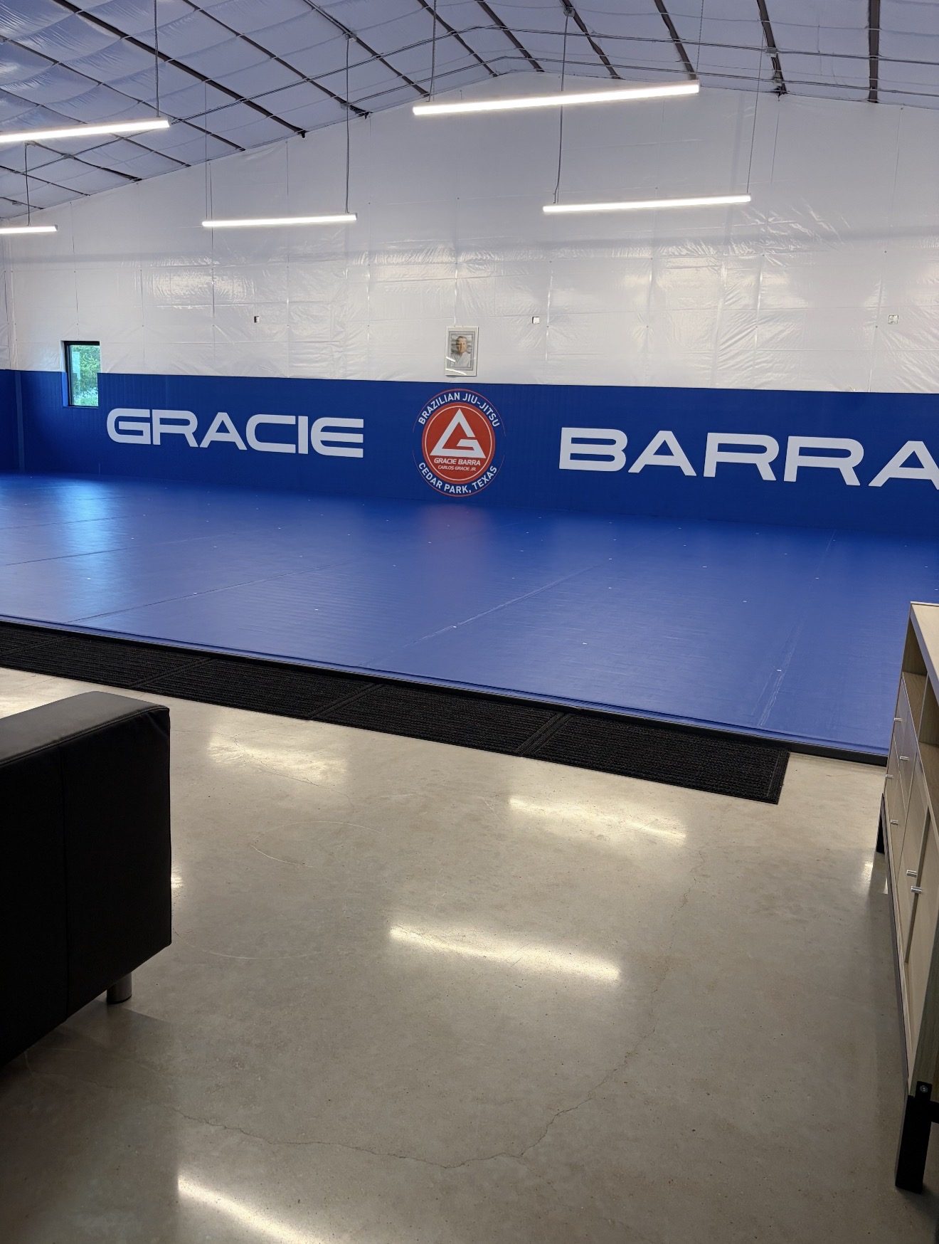Polished concrete floor, Gracie Barra Cedar Park gym